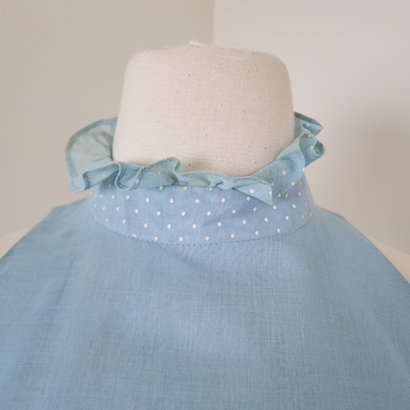 70's Baby Blue Maxi Dress Bolero Cardigan Halter High Neck Ruffles Floor Length - Picture 7 of 16